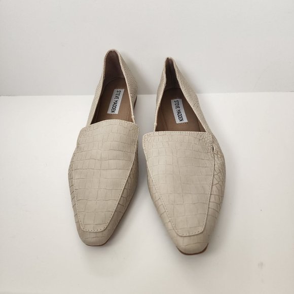 Steve Madden Gemmy Beige Crocodile Embossed Loafers Size 8 - Picture 3 of 11